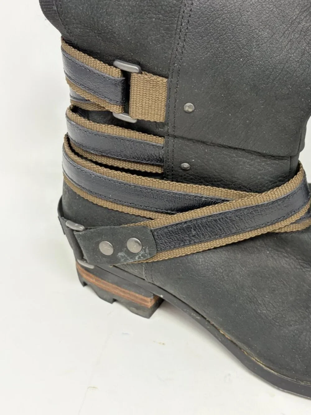 Sorel Lolla Tall boots 9 black brown accents leather waterproof knee high *small